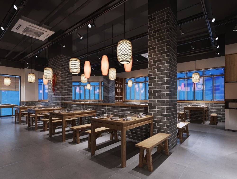 小火锅店装修效果图，火锅店装修效果图