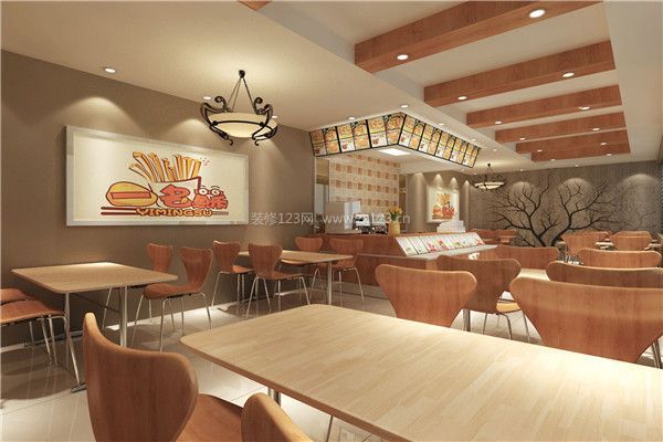小吃店装修_小吃档口装修效果图_小吃城装修效果图