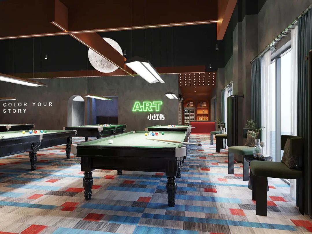 台球棋牌室装修效果图_台球厅装修_暗厅装修效果图