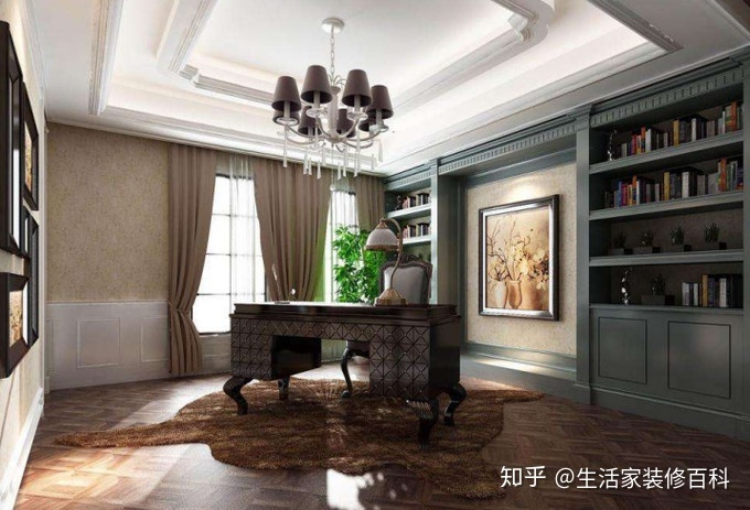 100平装修效果图带书房衣帽间_欧式书房装修效果图_中式客厅书房装修效果图片