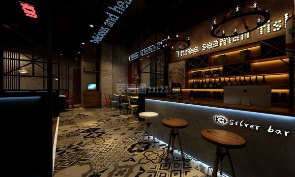 混搭风格吧台效果图