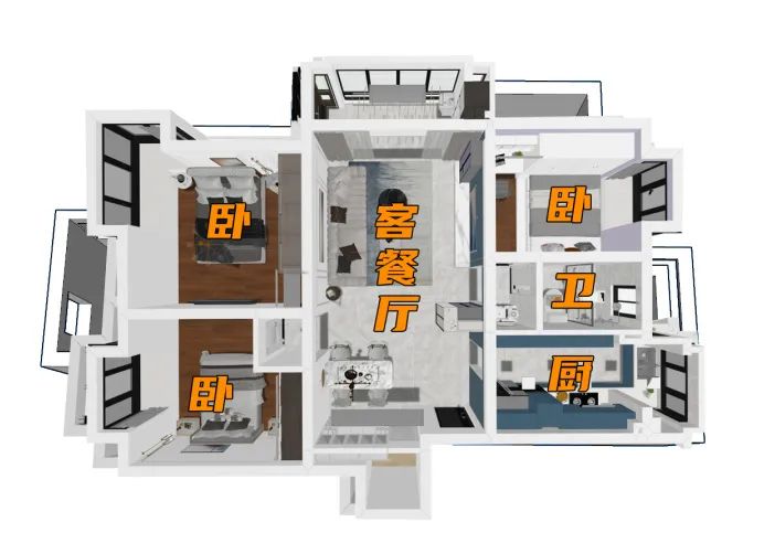 如何把两房变三房_两房变三房装修图_60平方两房变三房