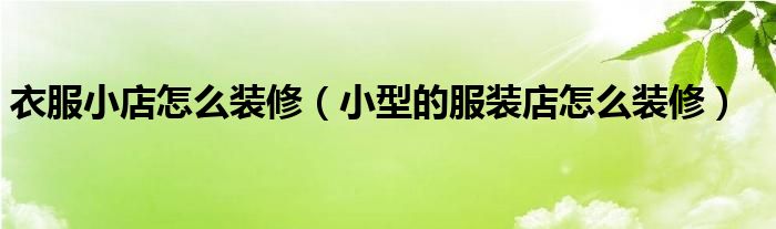 衣服小店怎么装修（小型的服装店怎么装修）